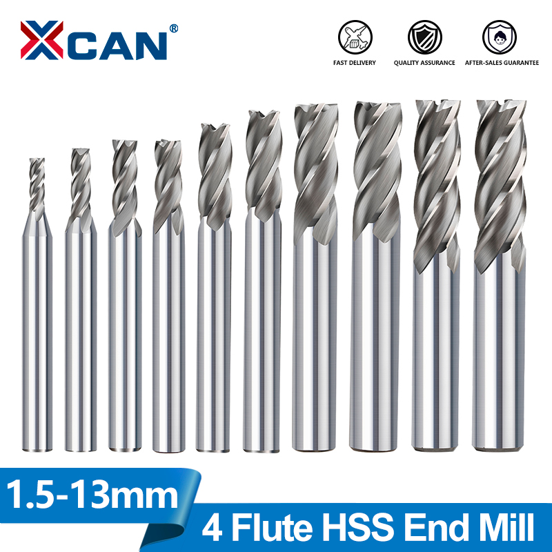 End Mill Set - XCAN HSS Milling Cutter 4 Flute