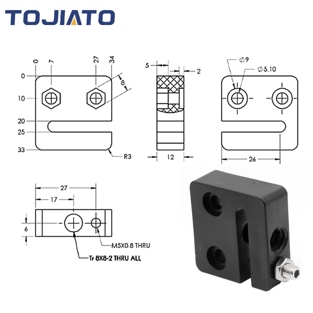 1-6pcs Anti-Backlash Nut Block - Lead Screw 8Mm 评论和价格