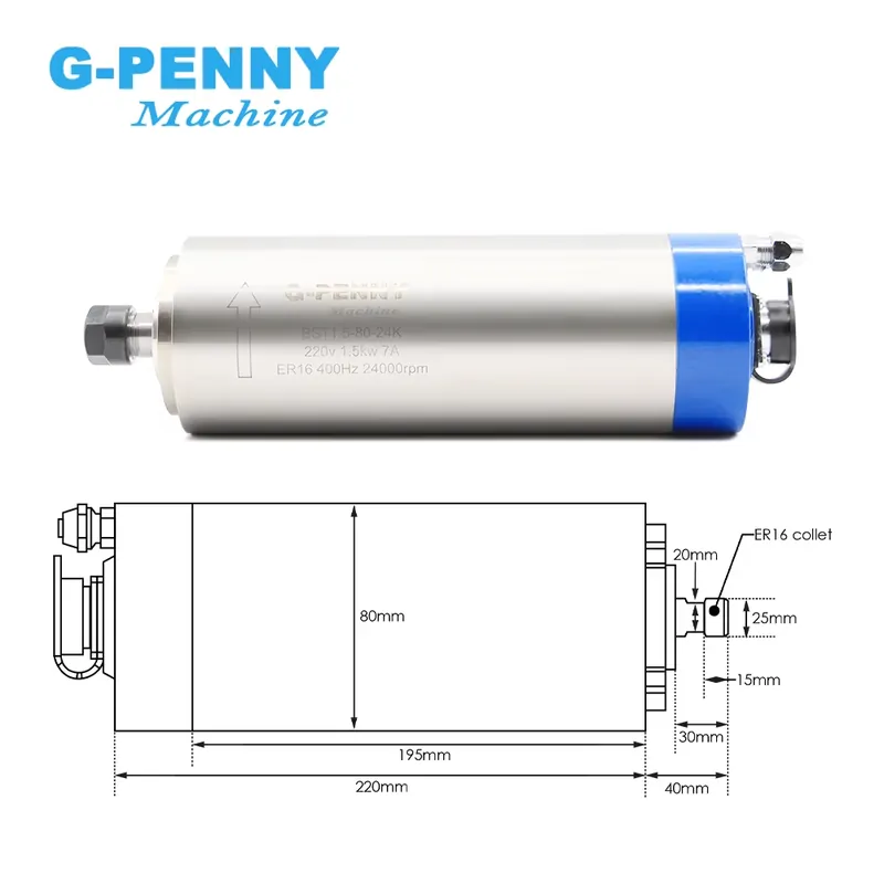 Gpenny 1.5kw ER16 D80mm Water  - Water Cooled Spindle 评论和价格